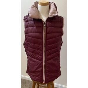 Reversible Down Vest Snobbish Brand Longer Length Size 1X Blush Pink & Maroon